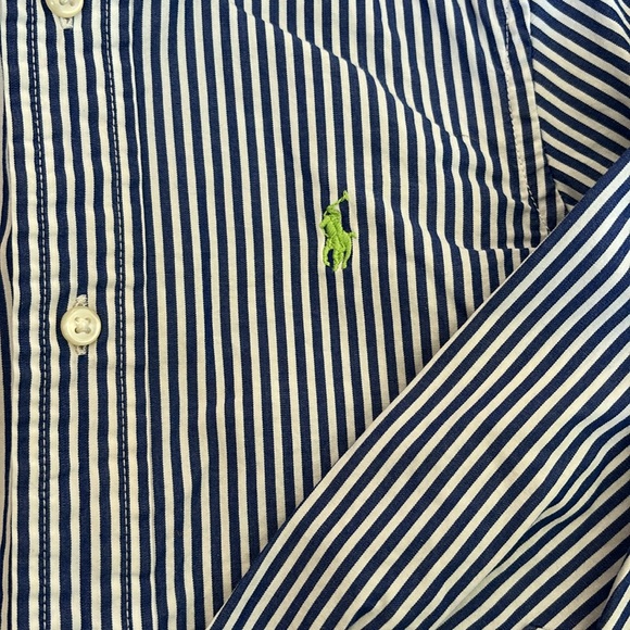 Ralph Lauren boy size 2/2T blue and white long sleeve button-down - Picture 3 of 6